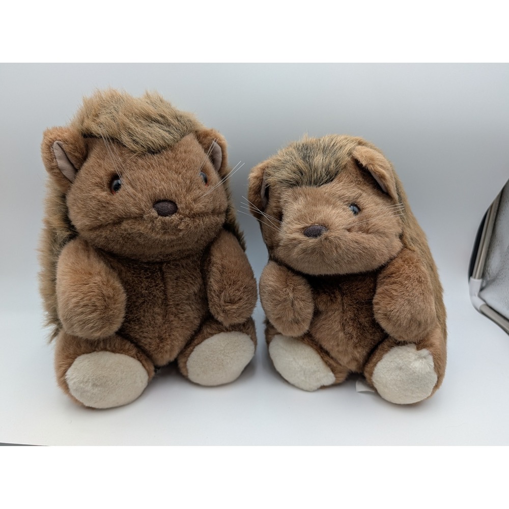 Caltoy Hedgehog Porcupine Plush Brown Lot of 2 Stuffed Animal Whiskers Forest‎